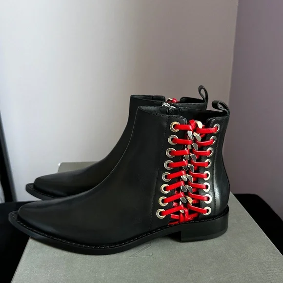 Alexander McQueen Braided Chain Leather Ankle Boots - Picture 3 of 14